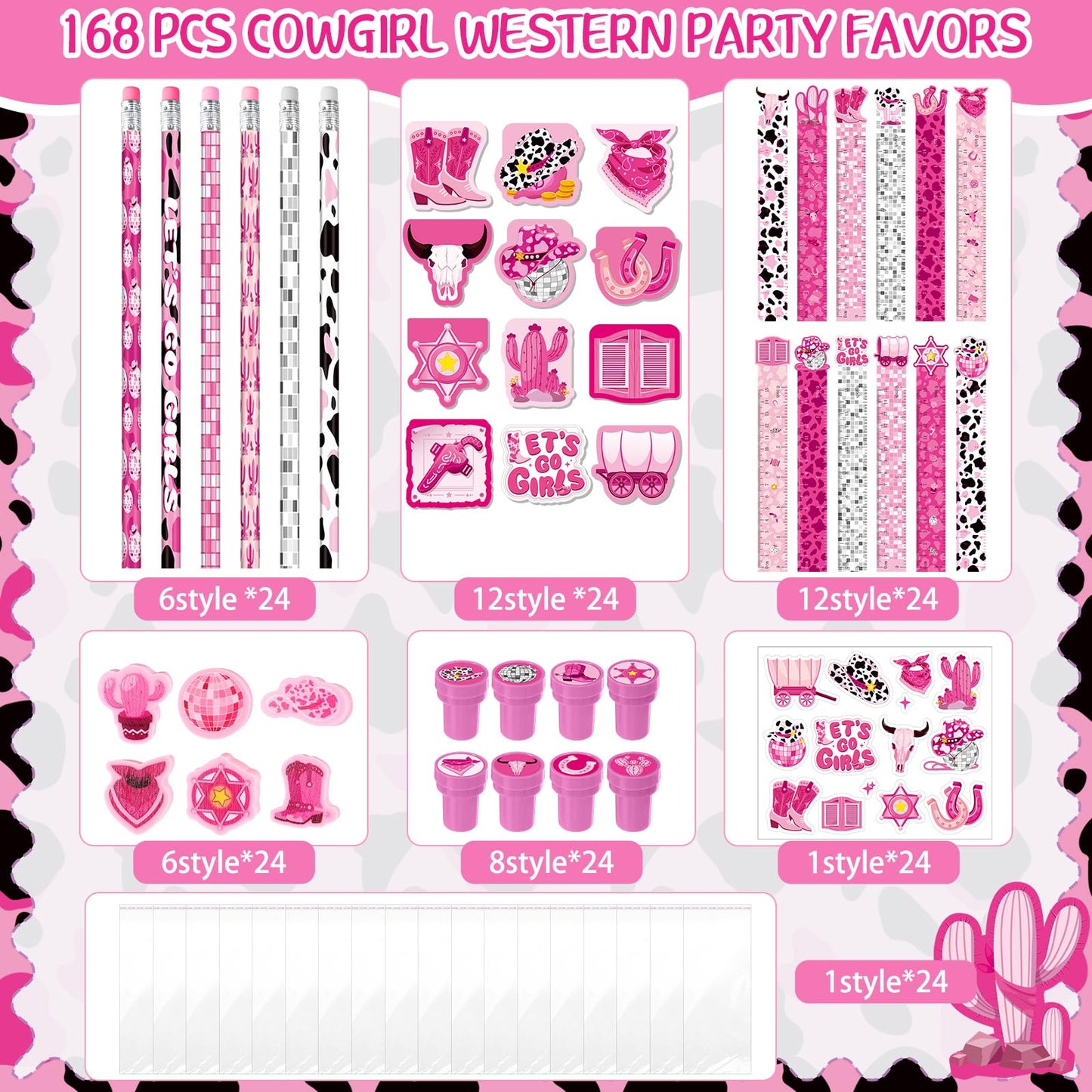 Cholemy 168 Pcs Cowgirl Party Favors Supplies Disco Cowgirl Stickers
