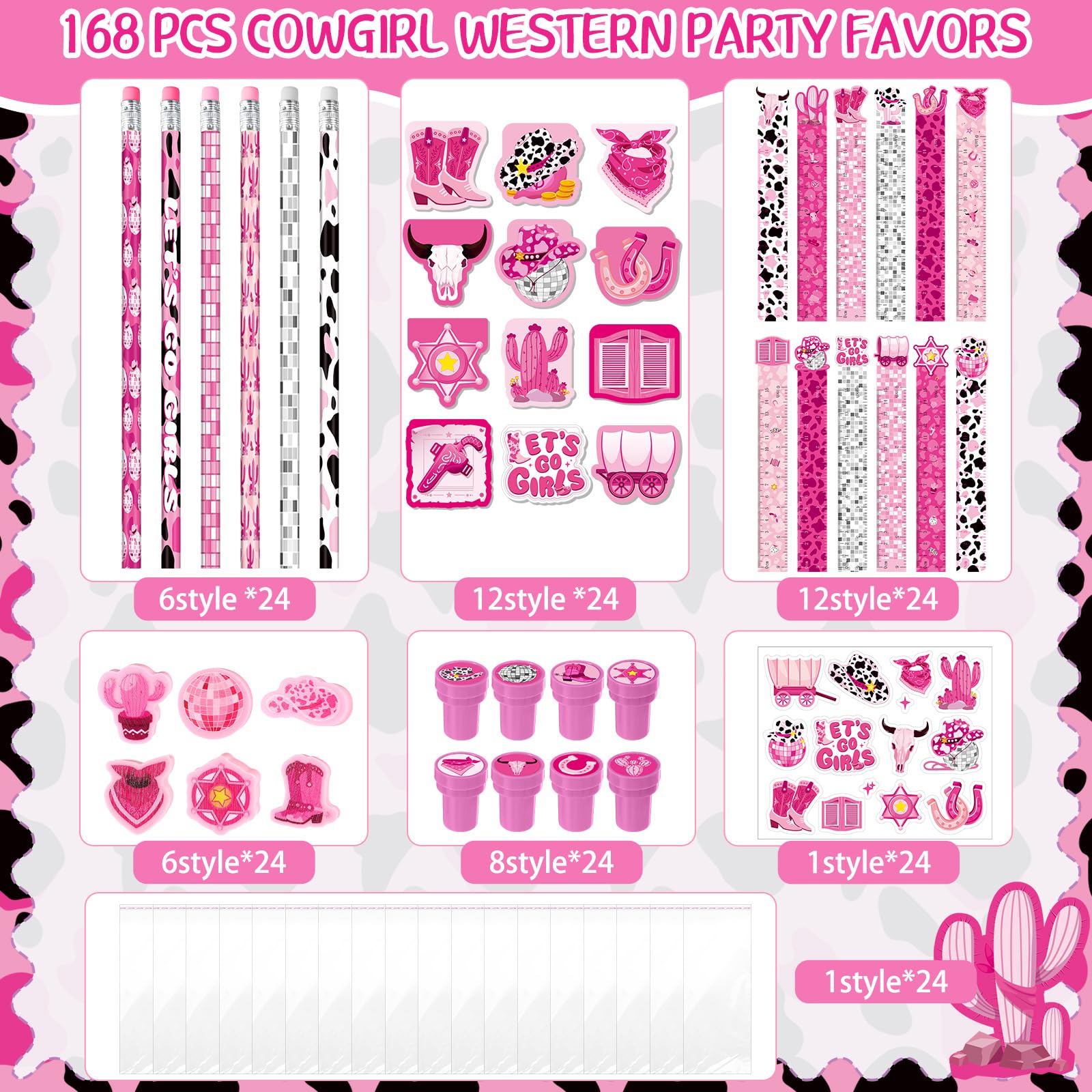 Cholemy 168 Pcs Cowgirl Party Favors Supplies Disco Cowgirl Stickers