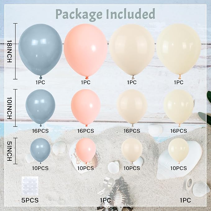 Gender Reveal Balloon Arch Kit 115Pcs Dusty Blue Blush Balloons
