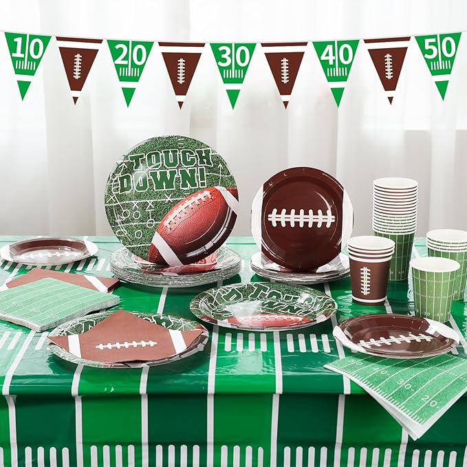 Football Party Decorations Set for 24 Disposable Paper Plates and