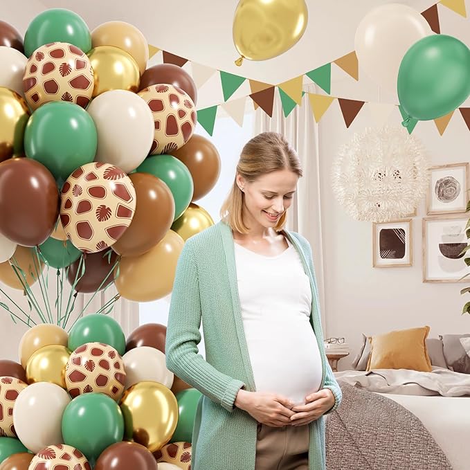 60pcs Safari Balloons, Sage Green Coffee Brown Light Brown Nude Sand