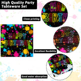chiazllta 96 Pcs Neon Party Paper Plate and Napkins Neon Birthday