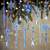 18pcs Crystal Christmas Ornaments for Christmas Tree Decorations-Dark