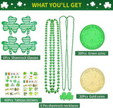 132Pcs St Patricks Day Accessories Party Favors Shamrock Glasses