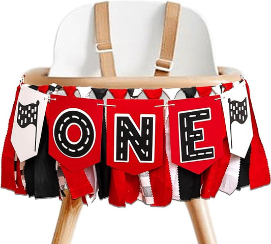 Racing Car ONE High Chair Banner Racing Car First Birthday Party
