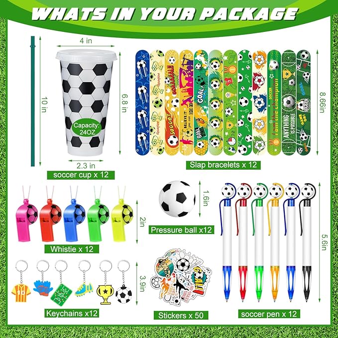 122 Pcs Soccer Party Favors Set Soccer Goodie Bags Stuffers Includes