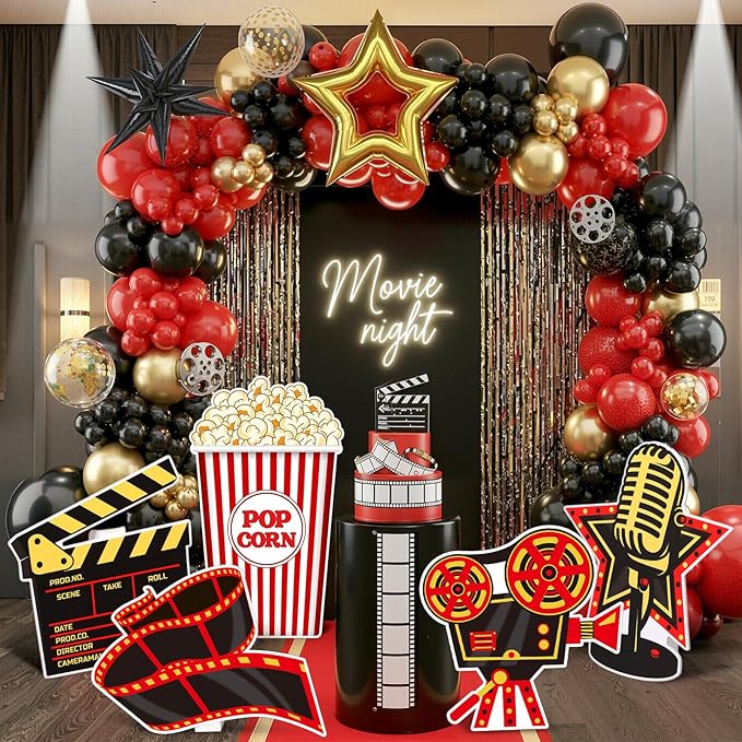 5 Pcs Large Movie Night Party Decorations 16.5 to 26.4 inch Movie