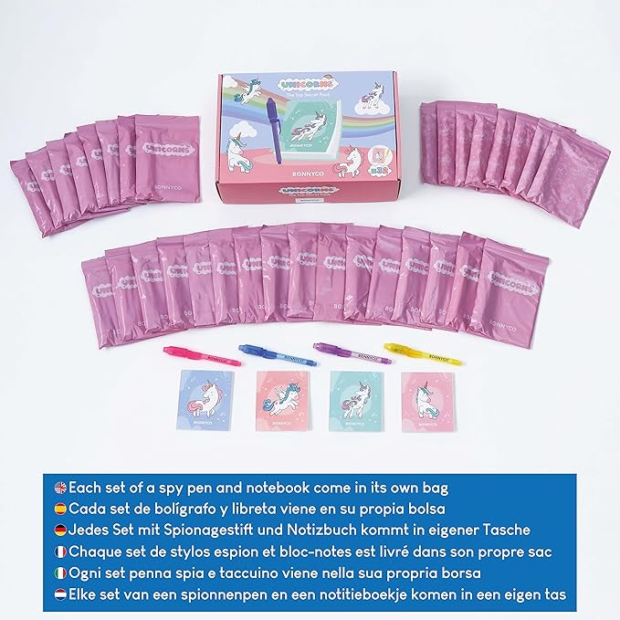 Invisible Ink Pen and Notebook Pack 32 Unicorn Party Favors for Kids