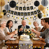 Happy Retirement Party Decorations for Men Women Black Gold Happy