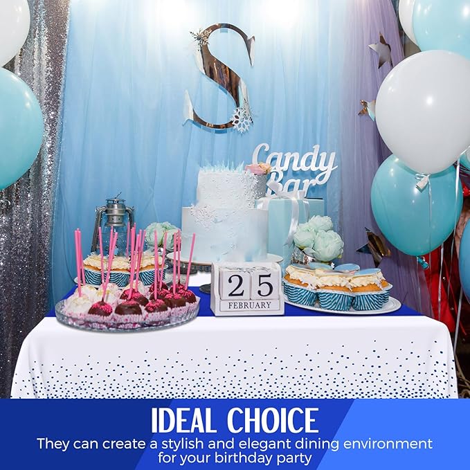 Breling 24 Pack Royal Blue Disposable Plastic Tablecloths and Satin