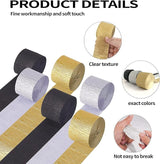 Crepe Paper Streamers 6 Rolls 492ft, Pack of 2 Gold, 2 Silver, 2