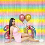 Pastel Rainbow Foil Fringe Curtain Streamers Party Backdrop Foil