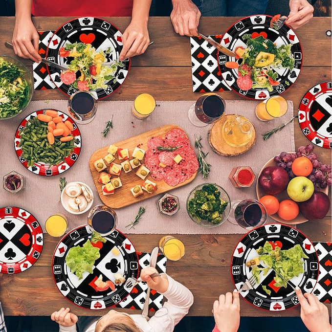 180PCS Casino Party Supplies Serve 60 Poker Party Paper Plates and