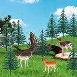 15Pcs Deer Christmas Tree Cake Topper with Tree Deer Figurines
