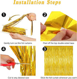 2 Pack Gold Tinsel Backdrop, 3.28 FT x 7.05 FT Metallic Fringe