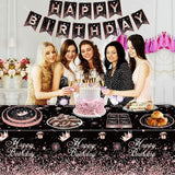 123 Pack Black and Rose Gold Party Supplies Pink Birthday Party