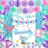 Mermaid Birthday Decorations Little Mermaid Party Supplies with Pink
