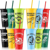 Mifoci 12 Pcs Dinosaur Party Favor 24 oz Plastic Cup with Lids and