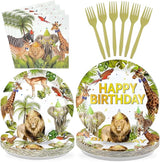 96Pcs African Safari Birthday Party Decorations Supplies Jungle