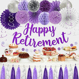 Retirement Party Decorations Women Purlpe Glitter Happy Retirement