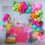 138pcs Flamingo Tropical Luau Balloons Arch Garland Kit Olive Green