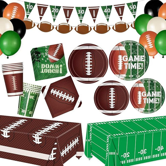 294 Pcs Football Party Decorations Serve 50 Including Paper Plates