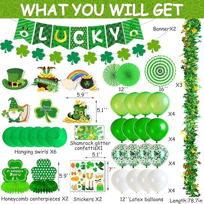 40Pcs St Patricks Day Decorations Happy St Patrick's Day Decorations