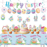 55PCS Easter Party Decorations Set Bunny Egg Banner Cake Toppers