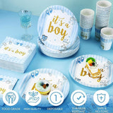 200 Pcs Blue Baby Shower Paper Plates Napkins Cups Boy Baby Shower