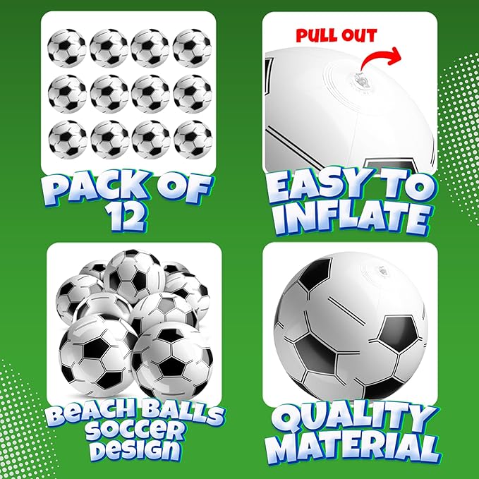 Inflatable Soccer Balls Pack of 12 16 inch Beach Balls Bulk for