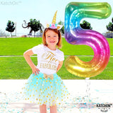 KatchOn, Giant Rainbow 5 Balloon Number - 40 Inch | Number 5 Balloons