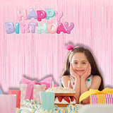 BRAVESHINE Pastel Pink Fringe Curtains Backdrop - 2 Pack Photo Booths