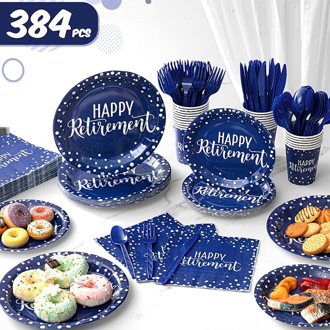 Pickmesh 384 Pcs Retirement Party Decorations Happy Retirement Paper