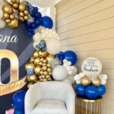 YMSZ Blue and Gold Balloons Set, 67pcs 12 Inch Royal Blue Gold White