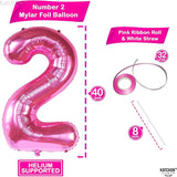 KatchOn, Hot Pink Number 2 Balloon - 40 Inch | 2 Balloon Number, Two