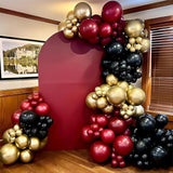 HILAVO Black Burgundy Gold Balloons 12 Inch Burgundy Maroon Red Black