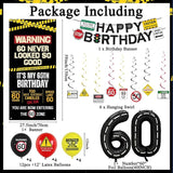 60th Birthday Decorations Men Women Caution Logo 60 Never Looked So