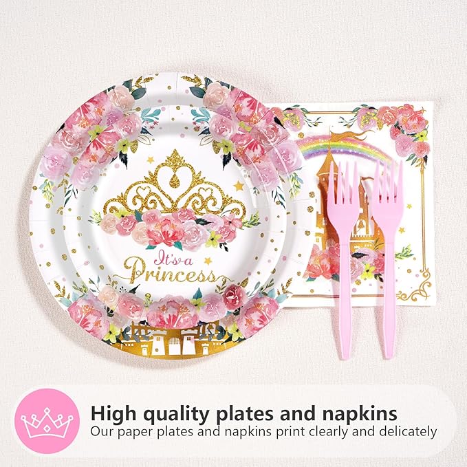 96Pcs Princess 1st Birthday Party Decorations One ce Upon a Time