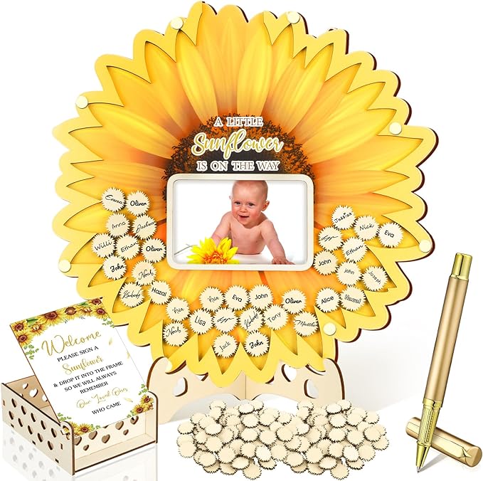 63 Pcs Sunflower Baby Shower Guest Book Alternatives Set Baby Shower