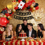 123Pcs Casino Balloon Arch Kit Red Black Gold Balloons with Large
