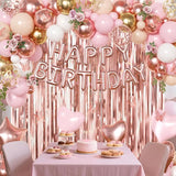 Rose Gold Birthday Decorations Gold Pink Peach White Balloons