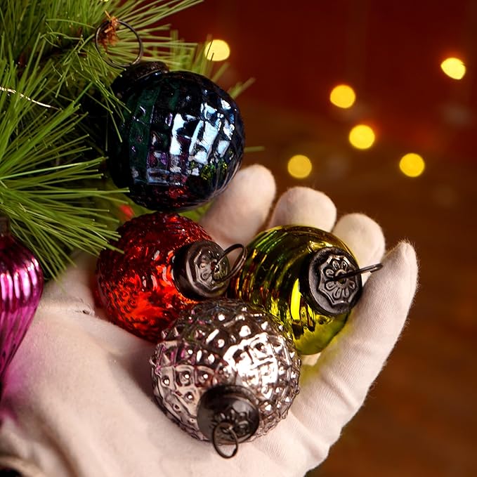 IndianShelf 24 Large Vintage Christmas Ornaments Multi Glass