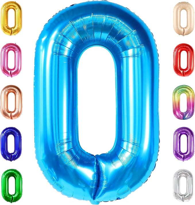 Giant Blue 0 Number Balloons - 40 Inch | 0 Digit Balloon for Ocean
