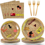 96Pcs Dinosaur Birthday Party Plates and Napkins Forks Dinosaur