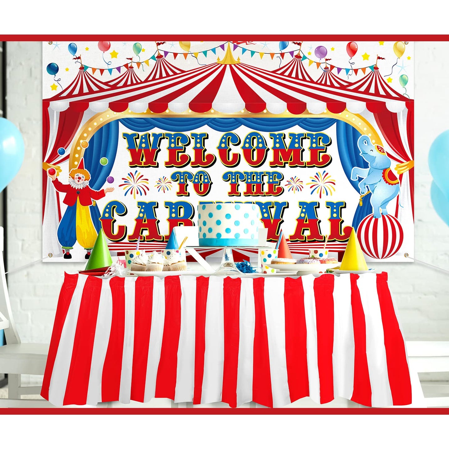 Large Carnival Circus Party Decorations 71 x 43 Inch, Welcome to The