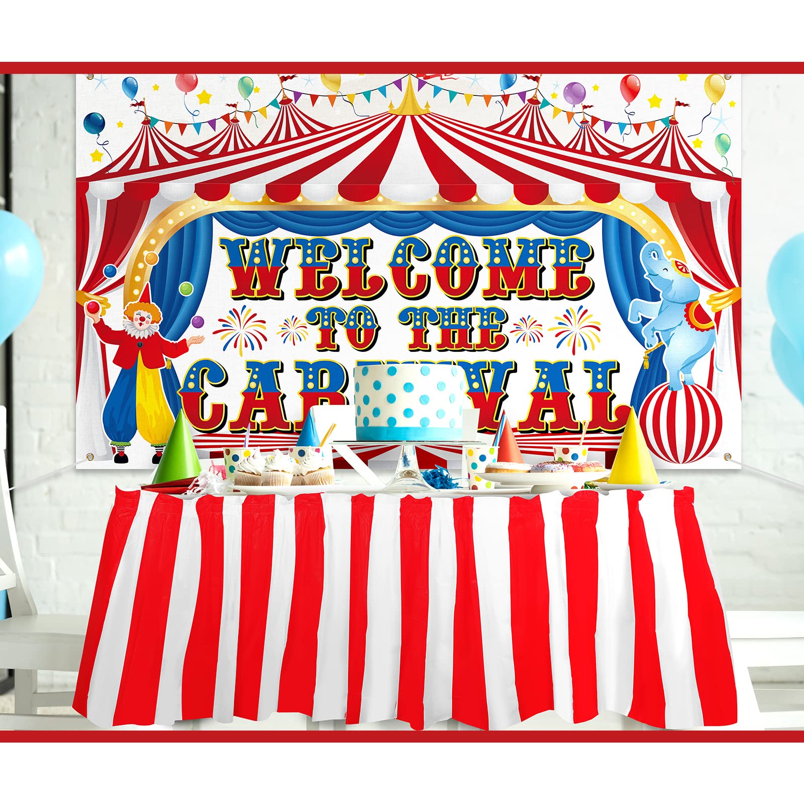 Large Carnival Circus Party Decorations 71 x 43 Inch, Welcome to The