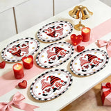50 PCS Valentine's Day Oval Paper Plates 10 x 12 Gnomes Heart Plates