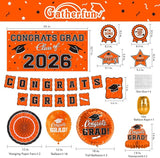 Orange Themed 2026 Graduation Decorations Set - Congrats Grad Banner,