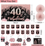 40th Birthday Decorations for Women 32PCS 40th Birthday Party