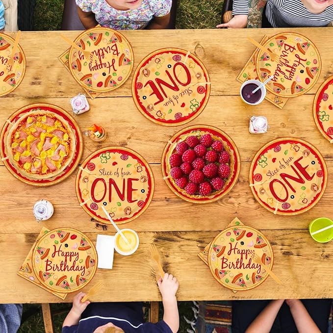 96Pcs Pizza One Birthday Party Decorations Pizza 1st Birthday Party